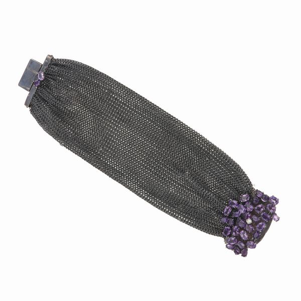 Bracciale con ametiste e piccolo diamante  - Asta Gioielli - Associazione Nazionale - Case d'Asta italiane