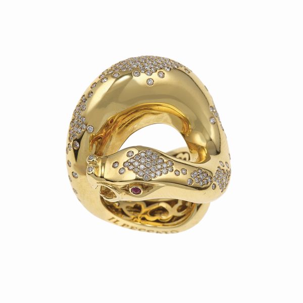 Pasquale Bruni. Anello Il Peccato con diamanti e rubini  - Asta Gioielli - Associazione Nazionale - Case d'Asta italiane