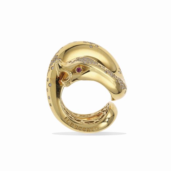 Pasquale Bruni. Anello Il Peccato con diamanti e rubini  - Asta Gioielli - Associazione Nazionale - Case d'Asta italiane