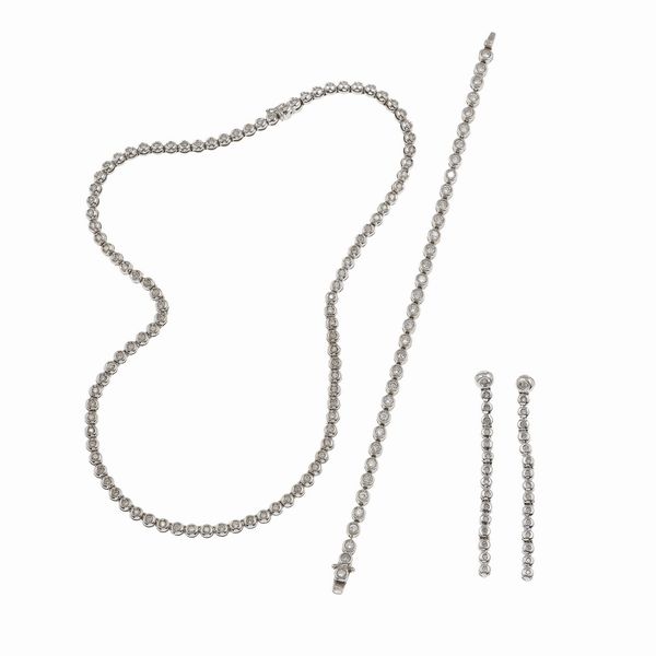 Parure composta da collana, bracciale ed orecchini con diamanti  - Asta Gioielli - Associazione Nazionale - Case d'Asta italiane