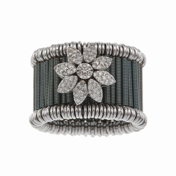 Anello fiore con diamanti taglio brillante  - Asta Gioielli - Associazione Nazionale - Case d'Asta italiane