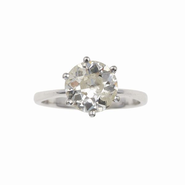 Anello con diamante di vecchio taglio per ct 2.50 circa, diamante danneggiato  - Asta Gioielli - Associazione Nazionale - Case d'Asta italiane