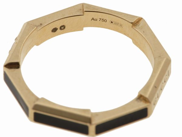 Gucci. Anello Link to Love con smalto nero e diamante  - Asta Gioielli - Associazione Nazionale - Case d'Asta italiane