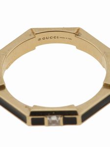 Gucci. Anello Link to Love con smalto nero e diamante  - Asta Gioielli - Associazione Nazionale - Case d'Asta italiane