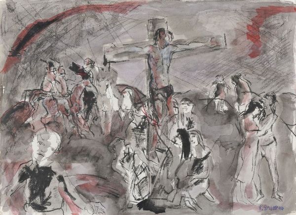 Renzo Grazzini : Crocifissione  - Asta PARADE II - Dipinti e Disegni del XIX e XX secolo - Associazione Nazionale - Case d'Asta italiane