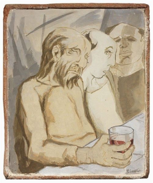 Renzo Grazzini : Studio di figure per l'Ultima Cena  - Asta PARADE II - Dipinti e Disegni del XIX e XX secolo - Associazione Nazionale - Case d'Asta italiane