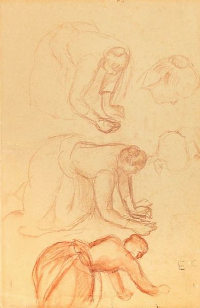 Elisabeth Chaplin : Studio per La raccoglitrice di olive  - Asta PARADE II - Dipinti e Disegni del XIX e XX secolo - Associazione Nazionale - Case d'Asta italiane