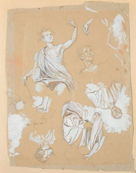 Michele Garinei : Tre disegni con Studi di figure e soldati  - Asta PARADE II - Dipinti e Disegni del XIX e XX secolo - Associazione Nazionale - Case d'Asta italiane