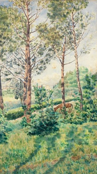 Alberto Cecconi : Paesaggio  - Asta PARADE II - Dipinti e Disegni del XIX e XX secolo - Associazione Nazionale - Case d'Asta italiane