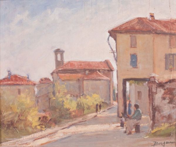Ignoto del XX secolo : Borgo  - Asta PARADE II - Dipinti e Disegni del XIX e XX secolo - Associazione Nazionale - Case d'Asta italiane