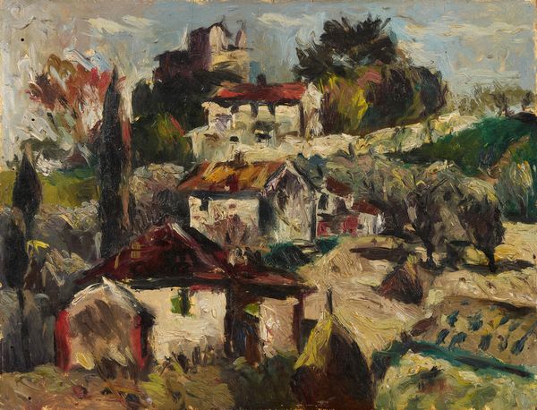 Dilvo Lotti : Paesaggio con case  - Asta PARADE II - Dipinti e Disegni del XIX e XX secolo - Associazione Nazionale - Case d'Asta italiane