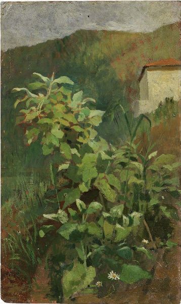 Eugenio Cecconi : Angolo di giardino  - Asta PARADE II - Dipinti e Disegni del XIX e XX secolo - Associazione Nazionale - Case d'Asta italiane