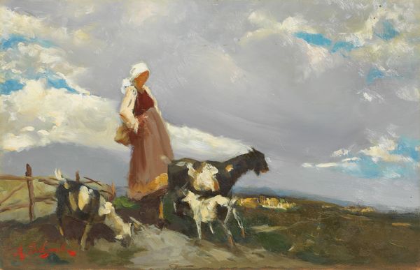 Alfredo Del Sordo : Pastorella  - Asta PARADE II - Dipinti e Disegni del XIX e XX secolo - Associazione Nazionale - Case d'Asta italiane