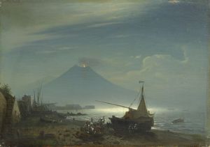 Albert Berg (attr. a) - Notturno con Vesuvio
