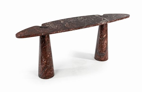 ANGELO MANGIAROTTI : Consolle mod. Eros produzione Skipper in Marmo Rosso di Verona  - Asta Design e Arti Decorative del XX Secolo - Associazione Nazionale - Case d'Asta italiane