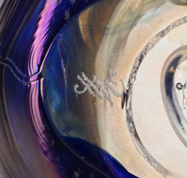 Vaso in vetro soffiato iridescente fondo arancio  - Asta Design e Arti Decorative del XX Secolo - Associazione Nazionale - Case d'Asta italiane