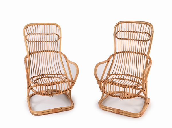 Coppia di poltrone in vimini e bamb  - Asta Design e Arti Decorative del XX Secolo - Associazione Nazionale - Case d'Asta italiane