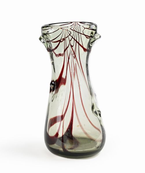 Vaso in vetro pesante incolore con striature viola  - Asta Design e Arti Decorative del XX Secolo - Associazione Nazionale - Case d'Asta italiane