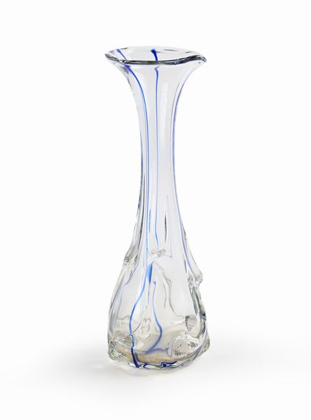 Vaso in vetro pesante con striature blu  - Asta Design e Arti Decorative del XX Secolo - Associazione Nazionale - Case d'Asta italiane