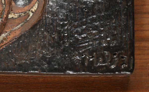 Salvatore  Meli : Placca in ceramica con motivi geometrici  - Asta Design e Arti Decorative del XX Secolo - Associazione Nazionale - Case d'Asta italiane