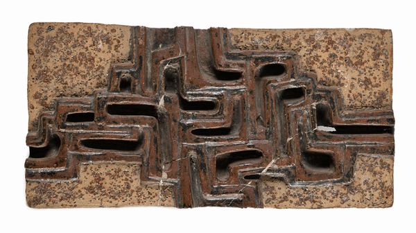 Salvatore  Meli : Placca in ceramica con motivi geometrici  - Asta Design e Arti Decorative del XX Secolo - Associazione Nazionale - Case d'Asta italiane