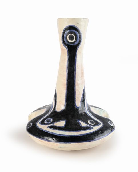 Salvatore  Meli : Vaso in ceramica decorato con motivi astratti nei toni del bianco e blu  - Asta Design e Arti Decorative del XX Secolo - Associazione Nazionale - Case d'Asta italiane