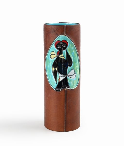 Marcello Fantoni : Vaso in ceramica smaltata e cuoio  - Asta Design e Arti Decorative del XX Secolo - Associazione Nazionale - Case d'Asta italiane