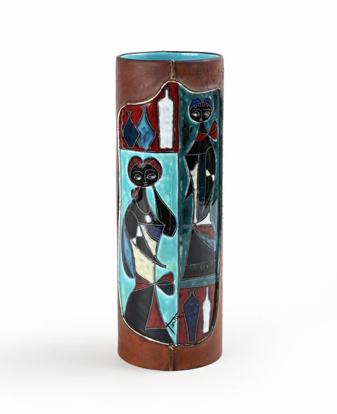 Marcello Fantoni : Vaso in ceramica smaltata e cuoio  - Asta Design e Arti Decorative del XX Secolo - Associazione Nazionale - Case d'Asta italiane