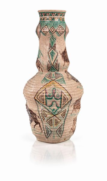 Vaso in ceramica decorata con scene di caccia e motivi geometrici  - Asta Design e Arti Decorative del XX Secolo - Associazione Nazionale - Case d'Asta italiane