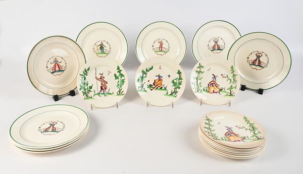 Guido Andlovitz : Dieci piatti piani e dieci da dessert in ceramica decorata in vivace policromia, serie Vecchia Milano, Laveno, Anni Trenta  - Asta Design e Arti Decorative del XX Secolo - Associazione Nazionale - Case d'Asta italiane