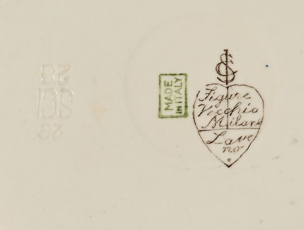 Guido Andlovitz : Dieci piatti piani e dieci da dessert in ceramica decorata in vivace policromia, serie Vecchia Milano, Laveno, Anni Trenta  - Asta Design e Arti Decorative del XX Secolo - Associazione Nazionale - Case d'Asta italiane