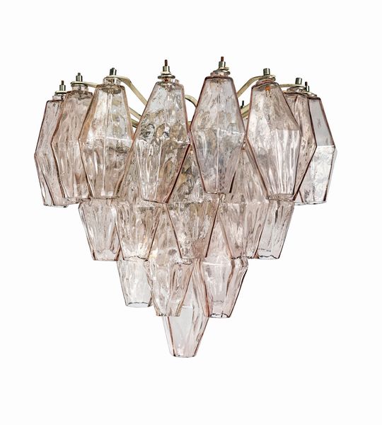 Carlo Scarpa : Lampadario da soffitto mod. Poliedri per Venini  - Asta Design e Arti Decorative del XX Secolo - Associazione Nazionale - Case d'Asta italiane