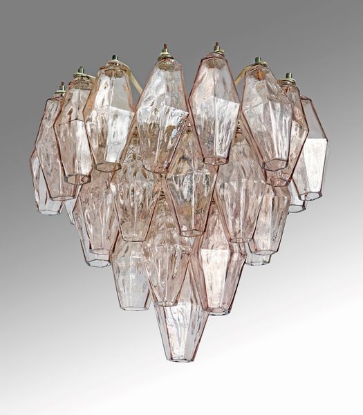 Carlo Scarpa : Lampadario da soffitto mod. Poliedri per Venini  - Asta Design e Arti Decorative del XX Secolo - Associazione Nazionale - Case d'Asta italiane