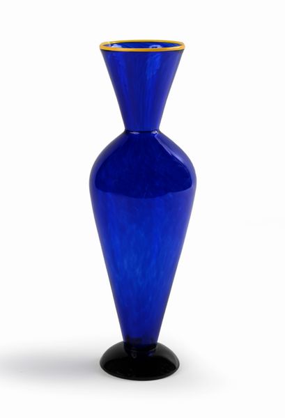 Vaso in vetro di Murano blu con base nera e bordo giallo  - Asta Design e Arti Decorative del XX Secolo - Associazione Nazionale - Case d'Asta italiane
