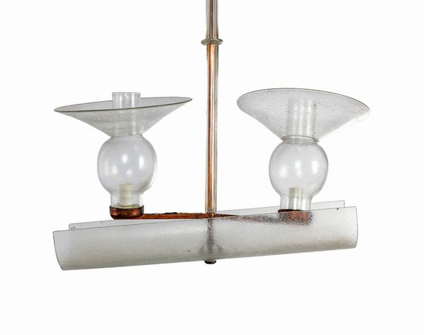 Lampadario da soffitto in vetro e rame  - Asta Design e Arti Decorative del XX Secolo - Associazione Nazionale - Case d'Asta italiane