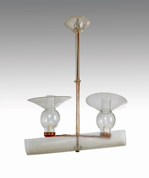 Lampadario da soffitto in vetro e rame  - Asta Design e Arti Decorative del XX Secolo - Associazione Nazionale - Case d'Asta italiane