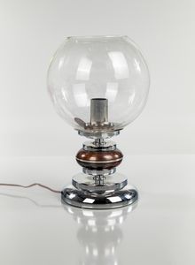 Lampada da tavolo in metallo e vetro  - Asta Design e Arti Decorative del XX Secolo - Associazione Nazionale - Case d'Asta italiane
