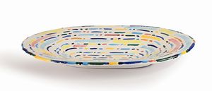 PIERO DORAZIO - Grande vassoio in ceramica dipinta