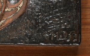 Salvatore  Meli : Placca in ceramica con motivi geometrici  - Asta Design e Arti Decorative del XX Secolo - Associazione Nazionale - Case d'Asta italiane