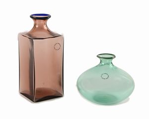 Venini Murano - Lotto di due bottiglie in vetro di Murano