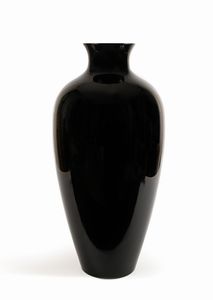 Venini Murano - Vaso Labuan in vetro di Murano nero trasparente