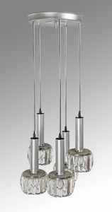 Lampadario a cinque luci da soffitto in metallo e cristallo  - Asta Design e Arti Decorative del XX Secolo - Associazione Nazionale - Case d'Asta italiane