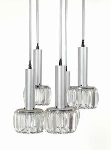 Lampadario a cinque luci da soffitto in metallo e cristallo  - Asta Design e Arti Decorative del XX Secolo - Associazione Nazionale - Case d'Asta italiane