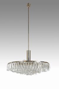 Lampadario a 8 luci da soffitto in metallo e ciondoli in cristallo  - Asta Design e Arti Decorative del XX Secolo - Associazione Nazionale - Case d'Asta italiane