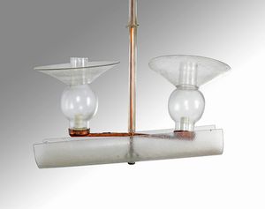 Lampadario da soffitto in vetro e rame  - Asta Design e Arti Decorative del XX Secolo - Associazione Nazionale - Case d'Asta italiane