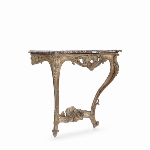 Consolle in legno intagliato e dorato. XVIII-XIX secolo  - Asta Antiquariato - Associazione Nazionale - Case d'Asta italiane