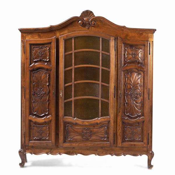 Libreria in stile barocco piemontese in noce intagliato  - Asta Antiquariato - Associazione Nazionale - Case d'Asta italiane