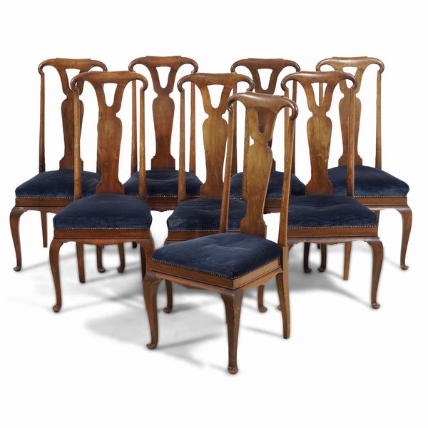Otto sedie con schienale a cartella. XIX secolo  - Asta Antiquariato - Associazione Nazionale - Case d'Asta italiane