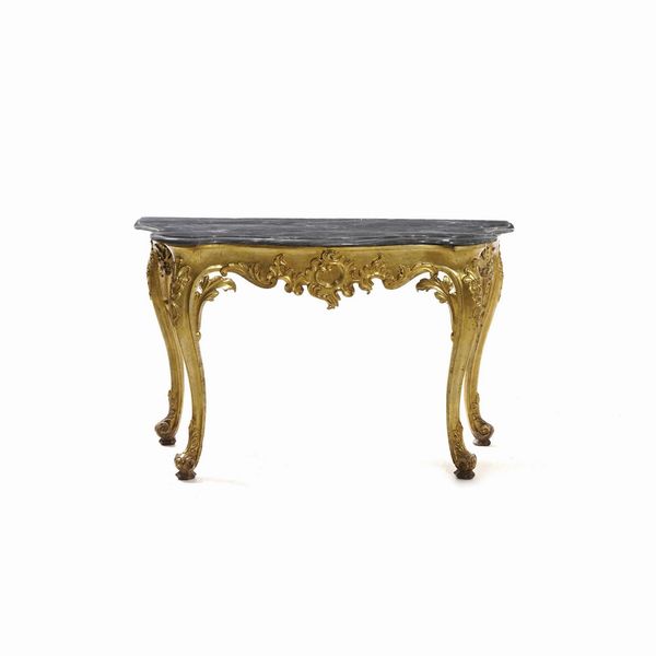 Consolle in legno intagliato e dorato. XVIII-XIX secolo  - Asta Antiquariato - Associazione Nazionale - Case d'Asta italiane