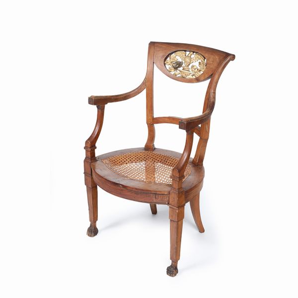 Poltrona in legno e cannet�. XIX secolo  - Asta Antiquariato - Associazione Nazionale - Case d'Asta italiane